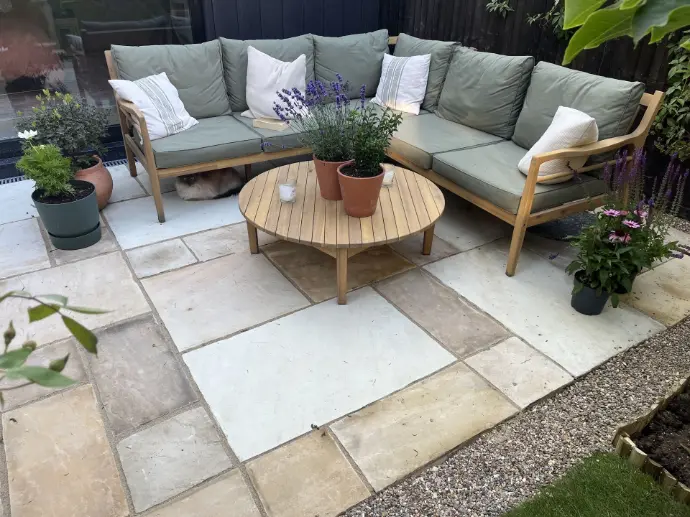 indian sandstone patio finished