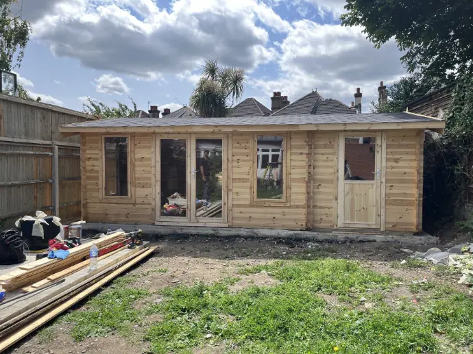 large shed installed windows doors