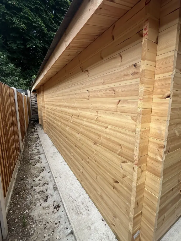 large shed back, wood